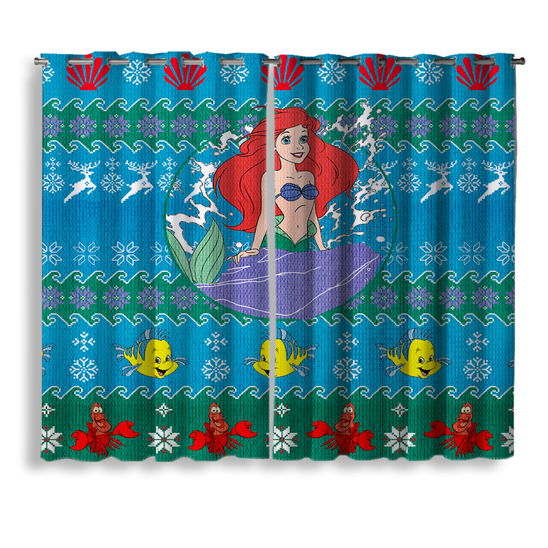 Ariel Little Mermaid Christmas Window Curtain