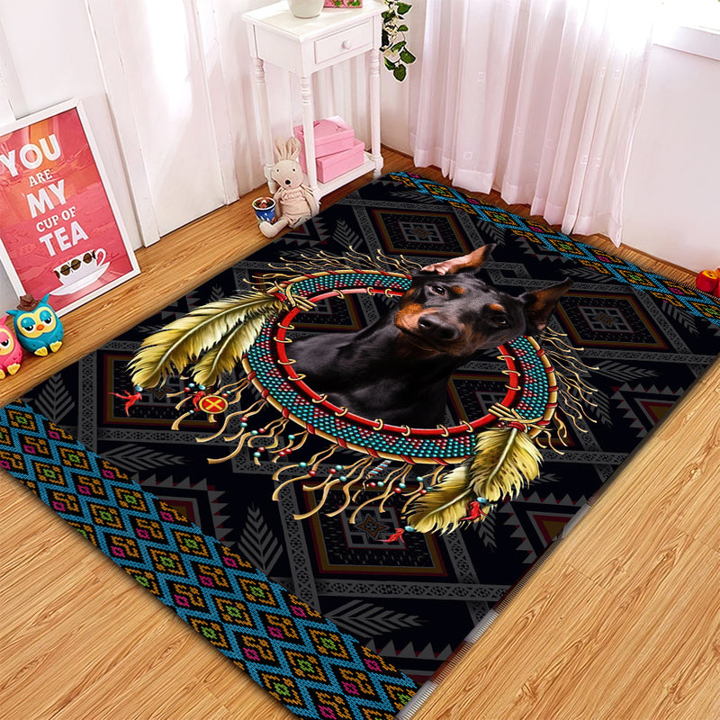 Awesome Doberman Custom Carpet Rug Home Room Decor