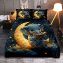 Baby Elephant Reading Moon Quilt Bed Sets