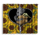 Baby Groot And Baby Yoda Sunflower Zipper Window Curtain