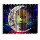 Baby Groot Love You To The Moon Galaxy Window Curtain