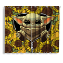 Baby Yoda Sunflower Zipper Window Curtain