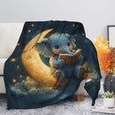 Baby Elephant Reading Moon Premium Blanket