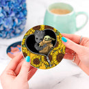 Baby Groot And Baby Yoda Sunflower Zipper Ceramic Drink Coasters