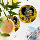 Baby Groot And Baby Yoda Sunflower Zipper Ceramic Drink Coasters