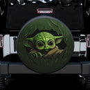 Baby Yoda Peeking Over Car Spare Tire Cover