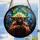 Yoda Round Stained Glass Window Hanging Panel Suncatcher