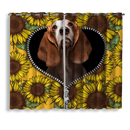 Basset Hound Sunflower Zipper Window Curtain