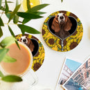 Basset Hound Sunflower Zipper Ceramic Drink Coasters