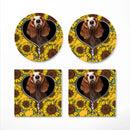 Basset Hound Sunflower Zipper Ceramic Drink Coasters