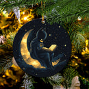 Batman Reading On A Crescent Moon Mica Circle Ornament