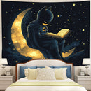 Batman Reading On A Crescent MoonTapestry Room Decor