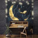 Batman Reading On A Crescent MoonTapestry Room Decor