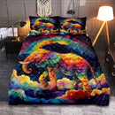 Beautiful Colorful Rainbow Cute Elephant On A Dark Sky Quilt Bed Sets
