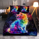 Beautiful Colorful Rainbow Cute Kitten On A Dark Sky Quilt Bed Sets
