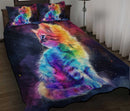 Beautiful Colorful Rainbow Cute Kitten On A Dark Sky Quilt Bed Sets