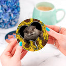 Beaver Sunflower Zipper Ceramic Drink Coasters