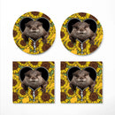 Beaver Sunflower Zipper Ceramic Drink Coasters