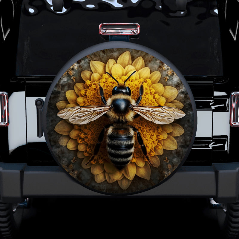 Honey Bee 3D Sunflower Car Spare Tire Cover