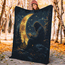 Bigfoot Reading On A Crescent Moon Premium Blanket
