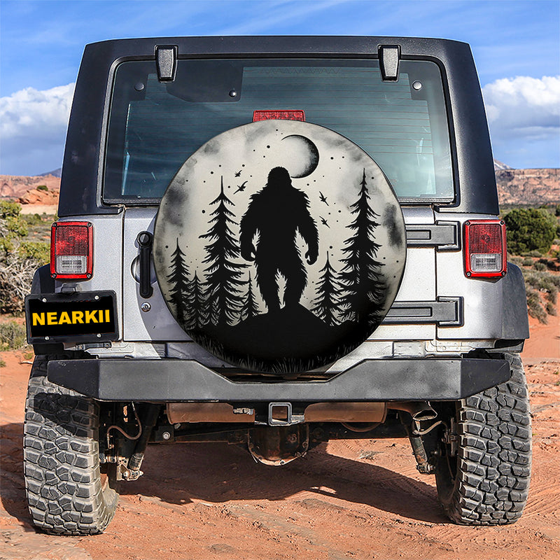 Bigfoot And The Moon Car Spare Tire Covers Gift For Campers