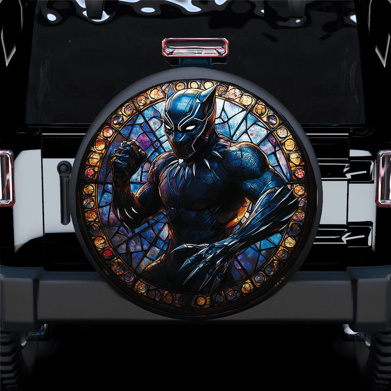 Black Panther Stained Glass Sun Catcher Car Spare Tire Cover