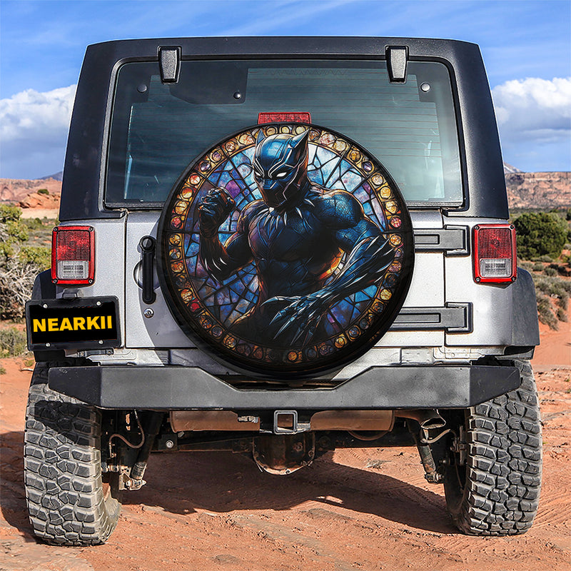 Black Panther Stained Glass Sun Catcher Car Spare Tire Cover