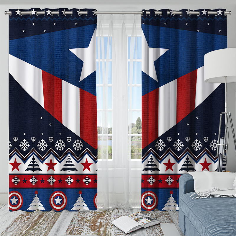 Captain America Christmas Window Curtain