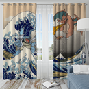 Blastoise Charizard The Great Wave 2 Window Curtain