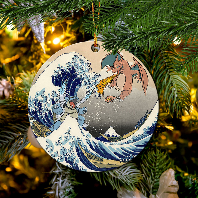 Blastoise Charizard Pokemon The Great Wave 2 Mica Ornament Perfect Gift For Holiday