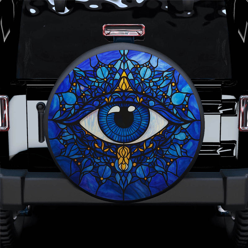Blue Eyes Art Stained Glass Car Spare Tire Cover
