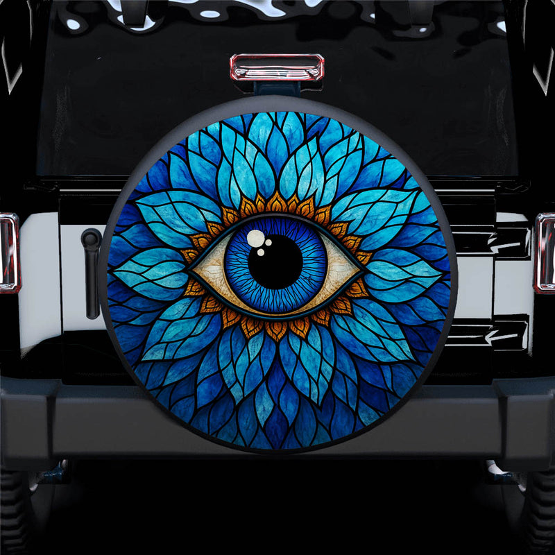 Blue Eyes Stained Glass Car Spare Tire Cover