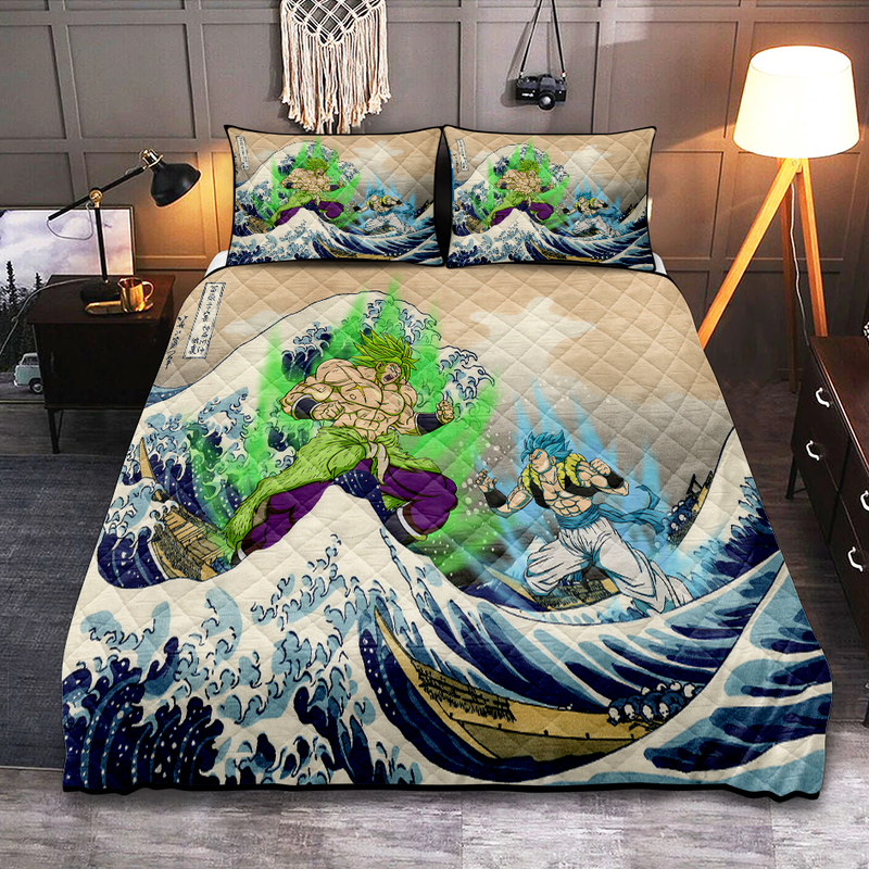 Broly Vs Gogeta Dragon Ball The Great Wave Japan Quilt Bed Sets