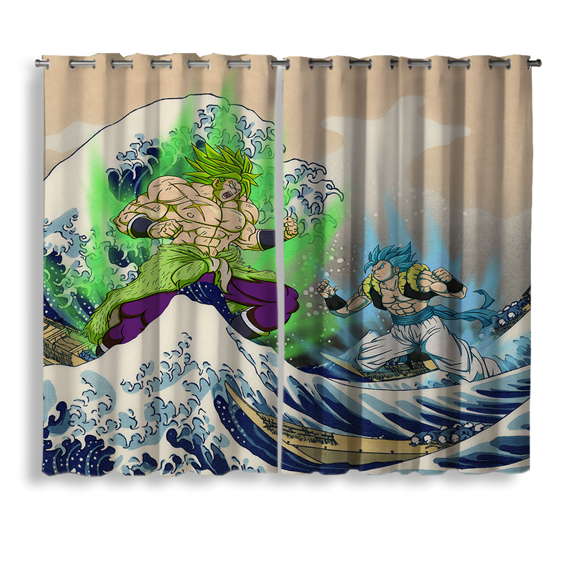 Broly Vs Gogeta Dragon Ball The Great Wave Japan Window Curtain