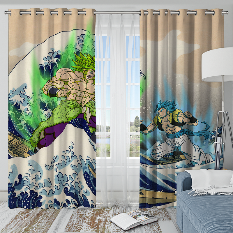 Broly Vs Gogeta Dragon Ball The Great Wave Japan Window Curtain