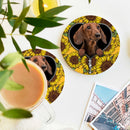 Brown Dachshund Sunflower Zipper Ceramic Drink Coasters