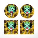 Bulbasaur Sunflower Zipper Ceramic Drink Coasters