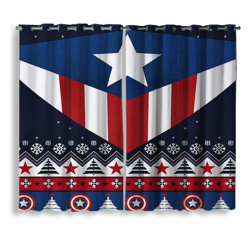 Captain America Christmas Window Curtain