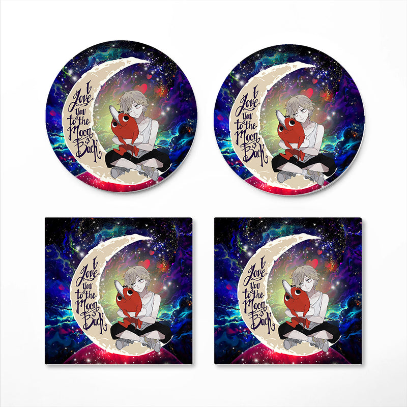 Chainsaw Man Love You To The Moon Galaxy Ceramic Drink Coasters