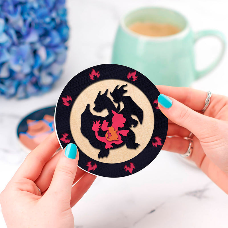 Charizard Evolution Pokemon Ceramic Drink Coasters