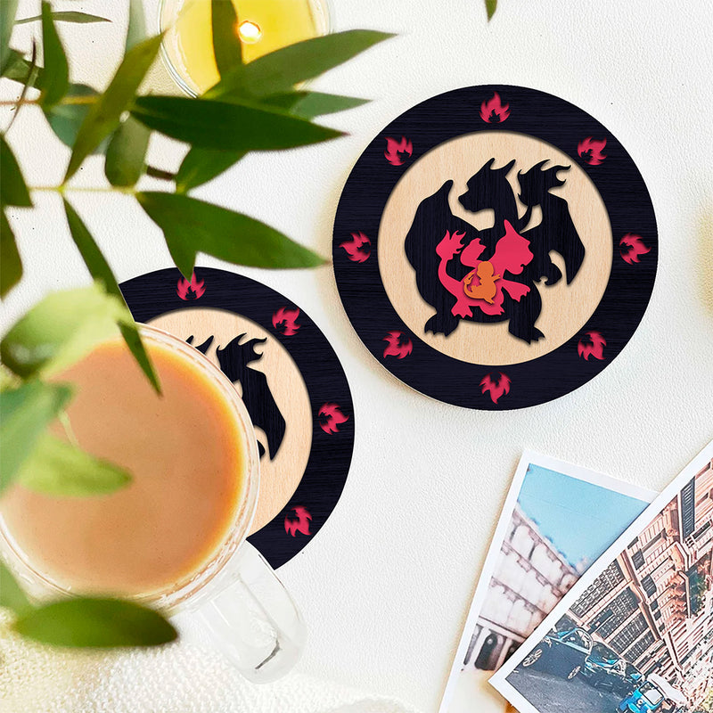 Charizard Evolution Pokemon Ceramic Drink Coasters