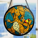 Charizard Round Stained Glass Window Hanging Panel Suncatcher