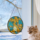 Charizard Round Stained Glass Window Hanging Panel Suncatcher