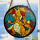 Charizard Round Stained Glass Window Hanging Panel Suncatcher