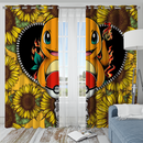 Charmander Sunflower Zipper Window Curtain