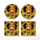 Charmander Sunflower Zipper Ceramic Drink Coasters