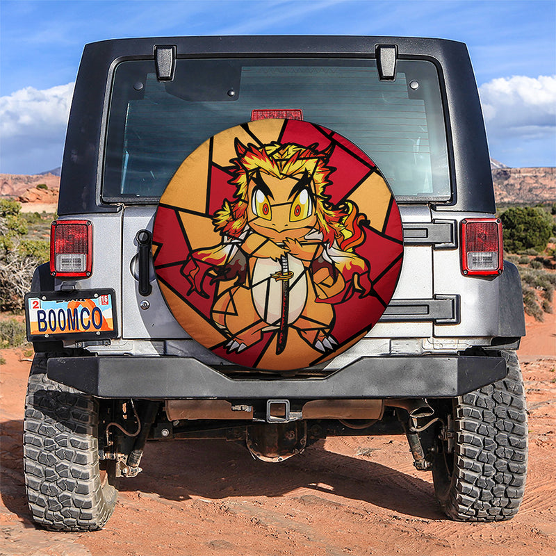 Charmander Rengoku Pokemon Stained Glass Car Spare Tire Covers Gift For Campers