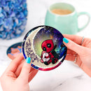 Chibi Deadpool Unicorn Toy Love You To The Moon Galaxy Ceramic Drink Coasters
