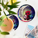 Chibi Deadpool Unicorn Toy Love You To The Moon Galaxy Ceramic Drink Coasters