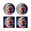 Chibi Deadpool Unicorn Toy Love You To The Moon Galaxy Ceramic Drink Coasters